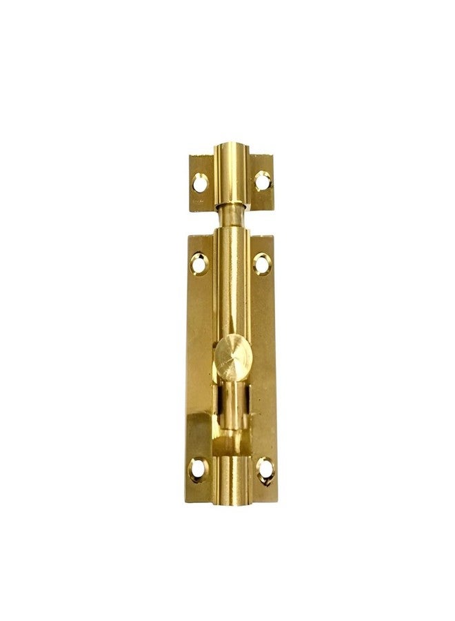 BRASK Brass Regular Tower Bolt 9 mm Rod Light (1-200) - Golden Satin Finish with Screws | Door Latch - Chitkani for Doors and Windows | Kundi/Chitakni/Latch/Chitkini (3 Inches, 1, Piece) - Image 3