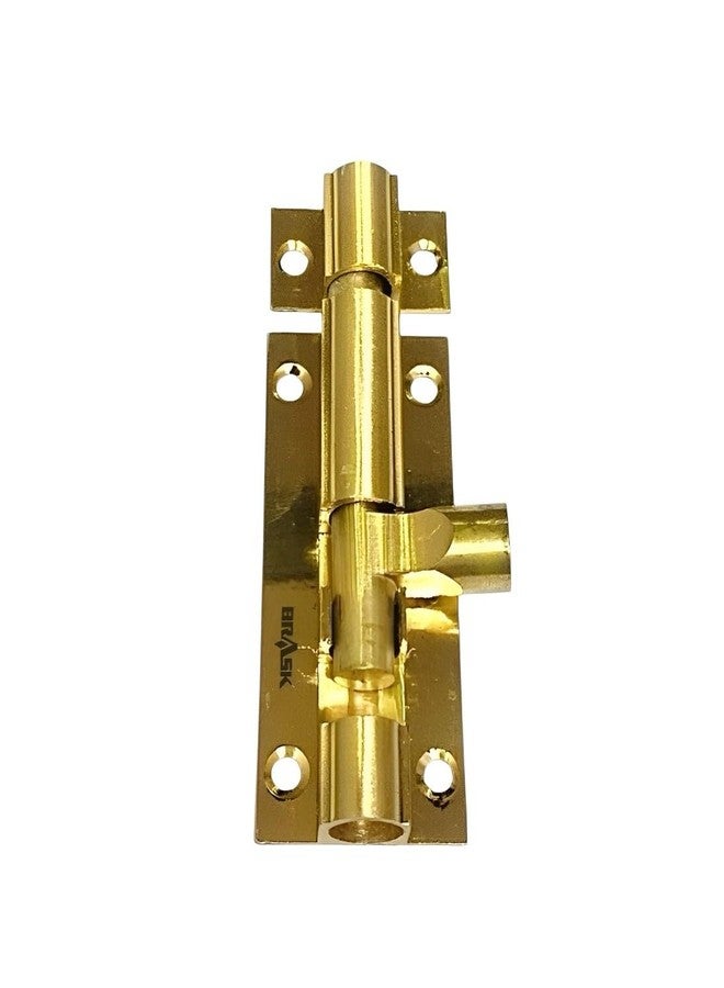 BRASK Brass Regular Tower Bolt 9 mm Rod Light (1-200) - Golden Satin Finish with Screws | Door Latch - Chitkani for Doors and Windows | Kundi/Chitakni/Latch/Chitkini (3 Inches, 1, Piece) - Image 4