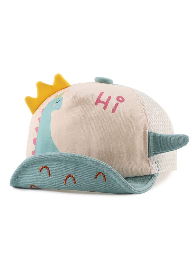 قبعة بطة للأطفال الرضع قبعة شمسية لطيفة كرتونية للدببة للأطفال في الربيع والصيف، قبعة شمسية للصبيان والبنات، قبعات بيسبول للأطفال الصغار، قبعة قطنية ناعمة للأطفال الصغار (شبكة ديناصور خضراء) - Image 1