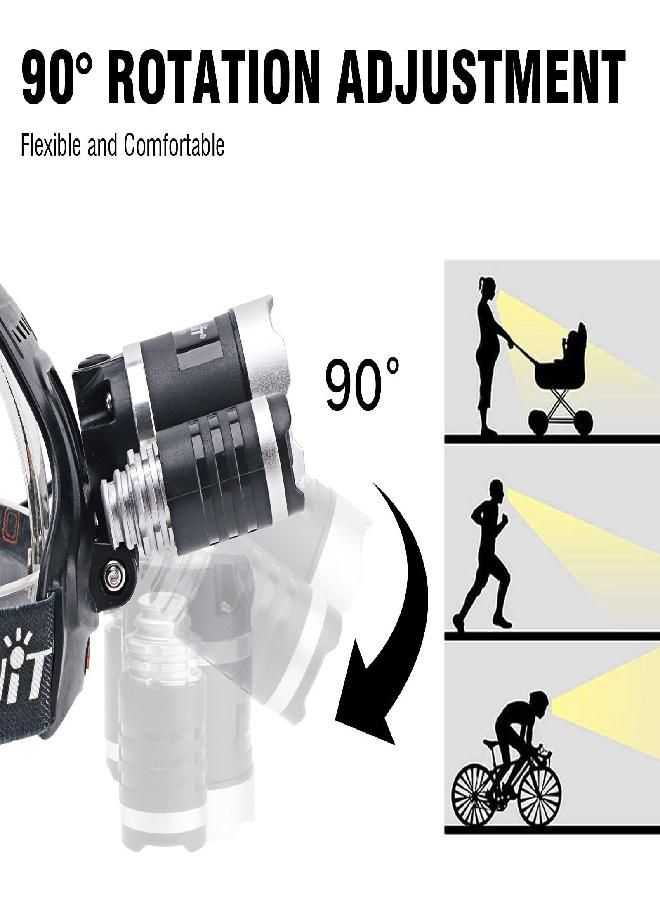 BORUIT RJ-3000 Headlamp Rechargeable LED Head Lamp Super Bright 5000 Lumen Outdoor Headlight 4 Modes, 4 Helmet Clips Waterproof Construction Hard Hat Head Light Adults Camping Hiking Hunting Gear - Image 5