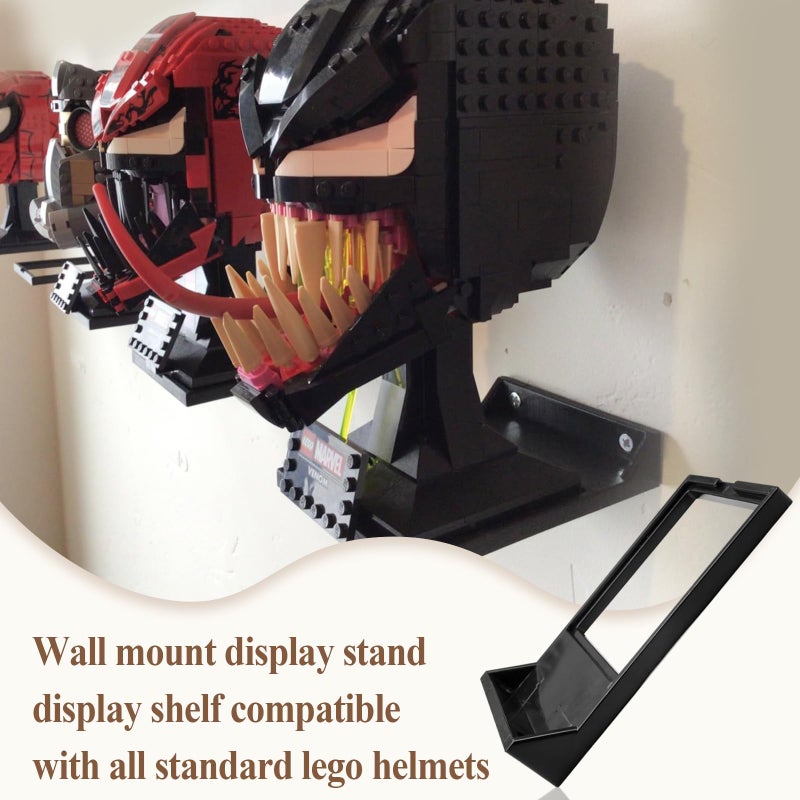 WFCYX 4 Pcs Black Wall Mount Display Stand Fits Lego Star Wars Helmet  Wall Mount Display Shelf  Compatible With All Standard Lego Helmets  Boba Fett 75277/Tie Fighter Pilot 75274/Stormtrooper 75276 - Image 2