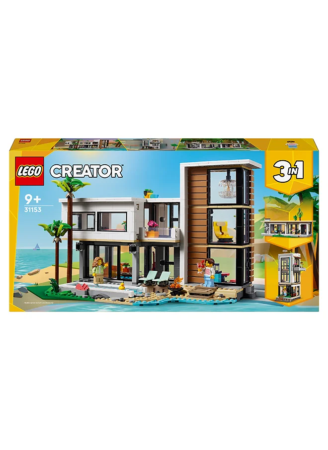 LEGO Creator 3In1 Modern House To 3-Storey City Building To Forest Cabin, Model Playset For Kids, Gift Idea For Boys And Girls Aged 9 And Over 31153 (939 Pieces)