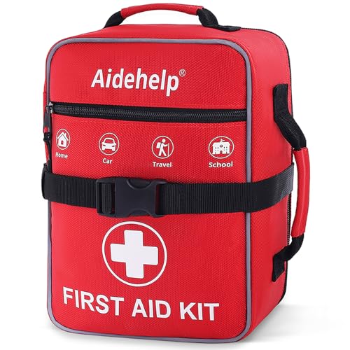 Aidehelp 520 Pieces Premium First Aid Kit - Large Emergency Medical Kit for Survival, Car, Home, Travel, Camping, Backpack, Hiking, School (Red)