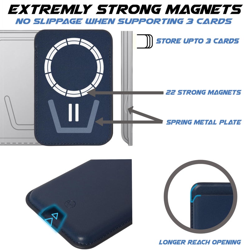 KRZNA Pro MagSafe Wallet Card Holder [ Ultra Strong Magnets ] [ Animation/Sound on Connect ] [ Haptics on Disconnect ] Compatible with Magsafe for iPhone 12 to 16 RFID Block - 13 Colours (Blue) - Image 3