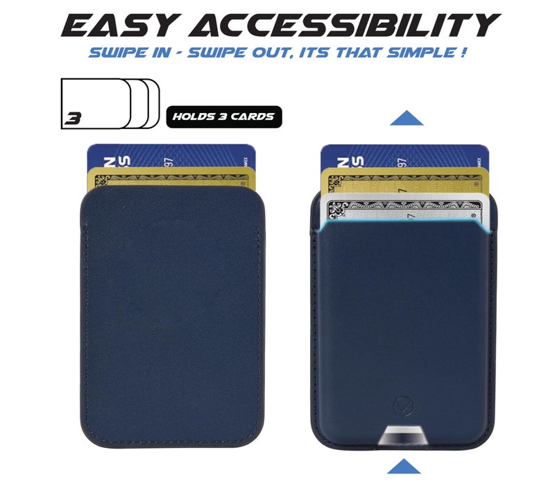 KRZNA Pro MagSafe Wallet Card Holder [ Ultra Strong Magnets ] [ Animation/Sound on Connect ] [ Haptics on Disconnect ] Compatible with Magsafe for iPhone 12 to 16 RFID Block - 13 Colours (Blue) - Image 2