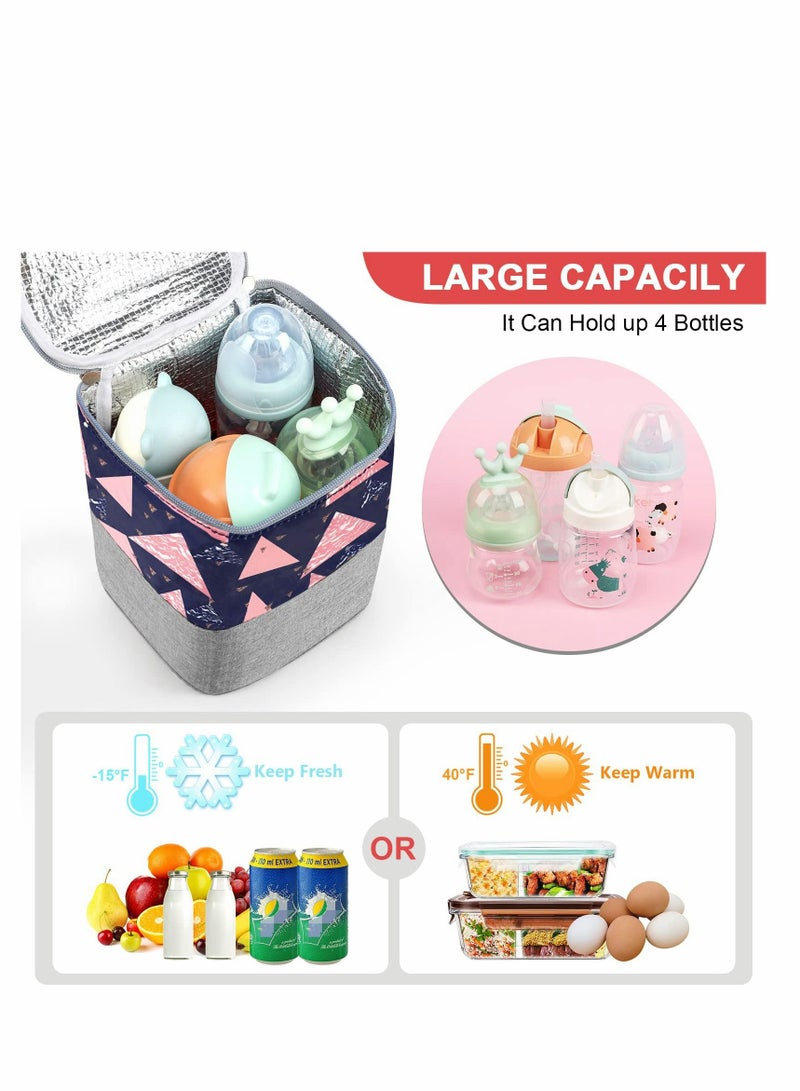 Baby Bottle Cooler Tote Bags, Insulated Breastmilk Cooler Bag, Baby Bottle Warmer Cooler Bag, Fits up to 4 Large 8 Oz Bottles, Baby Bottle Bag for Nursing Mom Daycare Travel  - Image 2