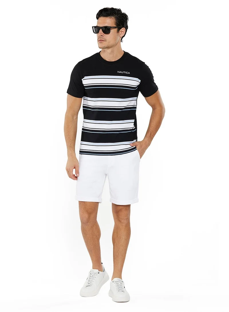 NAUTICA black Striped Regular Fit Premium Cotton Crew Neck T-shirt for Men | Best Price UAE