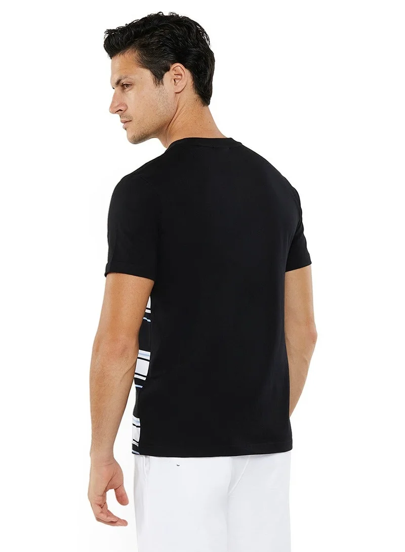 NAUTICA black Striped Regular Fit Premium Cotton Crew Neck T-shirt for Men | Best Price UAE