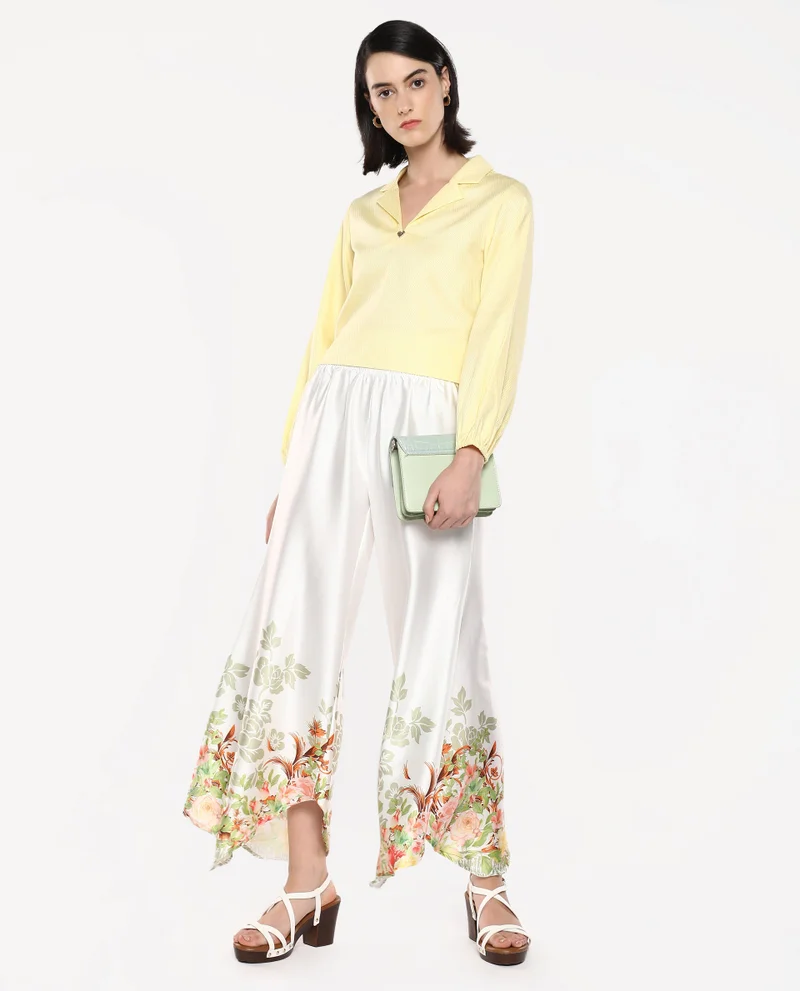 Rareism Women's Floral Placement Print Trouser