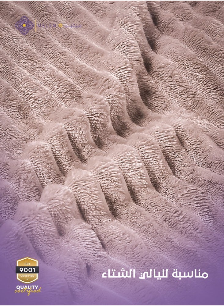 ميلين بطانية ثقيلة ناعمه مناسبه لكل الفصول - بطانيه شتويه مخمل محفور اكاسيا 200 × 230 - بيجي  - Image 2