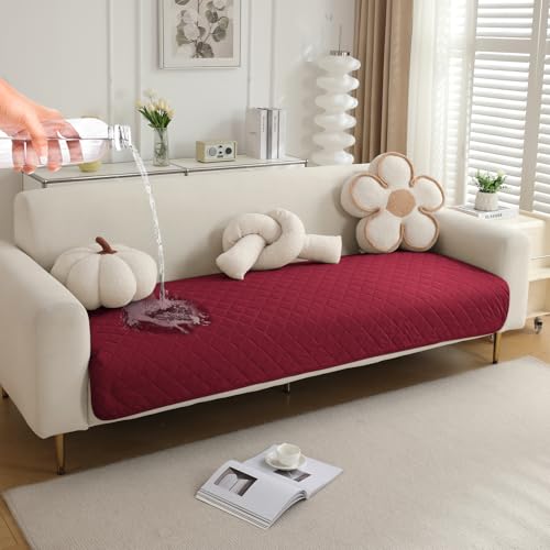 HOKIPO Waterproof + Anti-Slip + Quick Dry Sofa Seat Mats, Maroon - Length 110cm (AR-5273-MRN) - Image 1