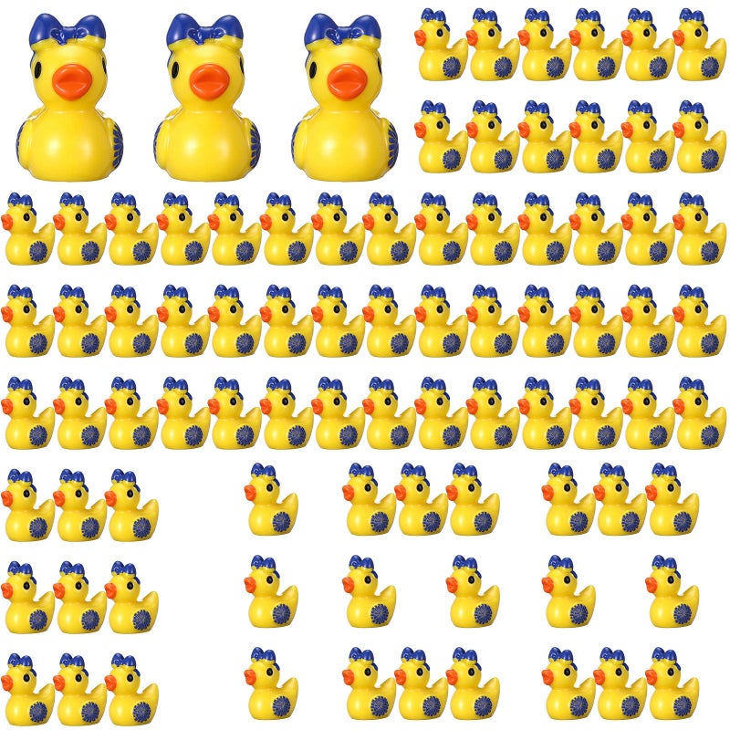 Geelin Pcs Mini Resin Cheer Ducks Gifts Bulk Tiny Duck Figurines with Bows and Pom Pom for Cheerleader Team Gift DIY Craft DecorationBlue - Image 2