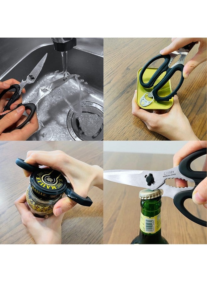 CANARY Japanese Kitchen Scissors Heavy Duty 8.2", Made in JAPAN, Dishwasher Safe Come Apart Blade, Multipurpose Kitchen Scissors, Sharp Serrated Japanese Stainless Steel, Black - Image 3