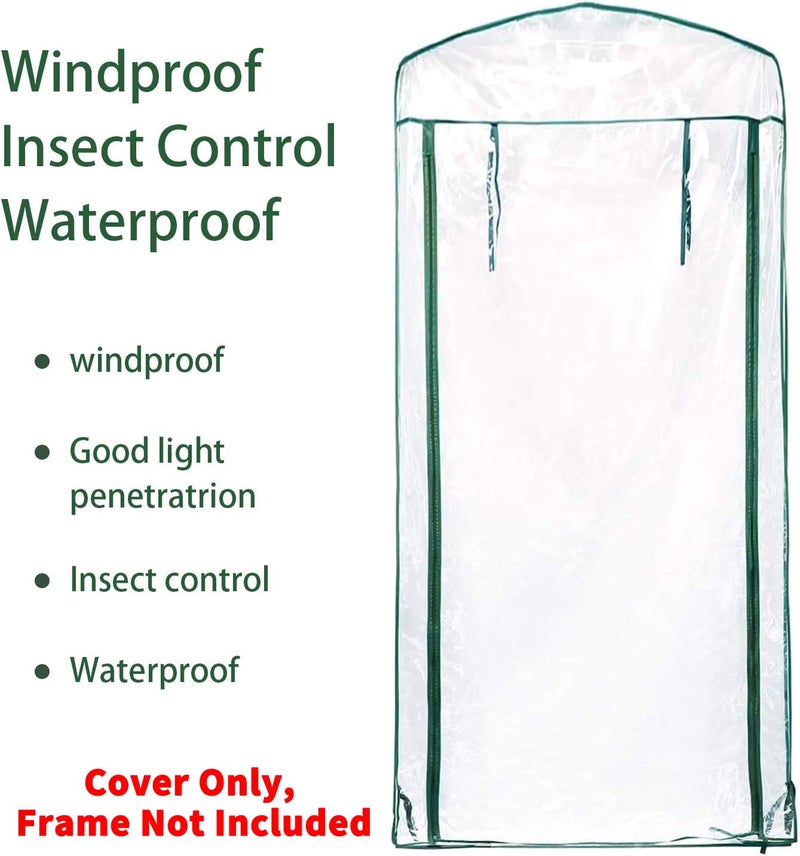 SHANGXING 4 Tier Roll-Up Zipper Door Greenhouse Replacement Cover- 63 x 27 x 19 Inch Clear PVC Plant Greenhouse Cover for Gardening Plants Cold Frost Protection Wind Rain Proof (Frame NOT Include) - Image 3