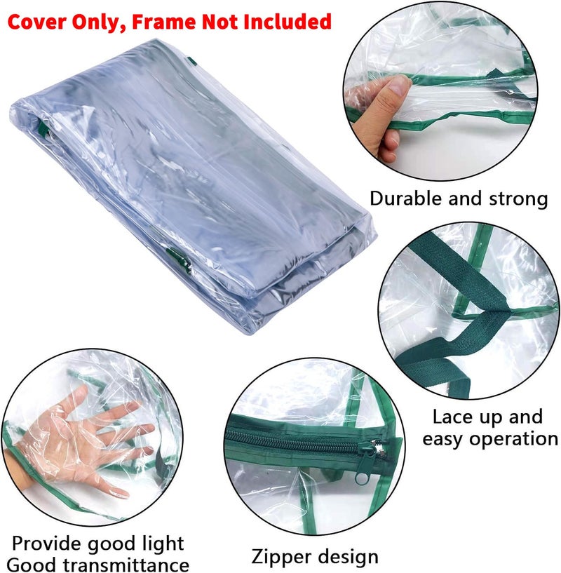 SHANGXING 4 Tier Roll-Up Zipper Door Greenhouse Replacement Cover- 63 x 27 x 19 Inch Clear PVC Plant Greenhouse Cover for Gardening Plants Cold Frost Protection Wind Rain Proof (Frame NOT Include) - Image 4