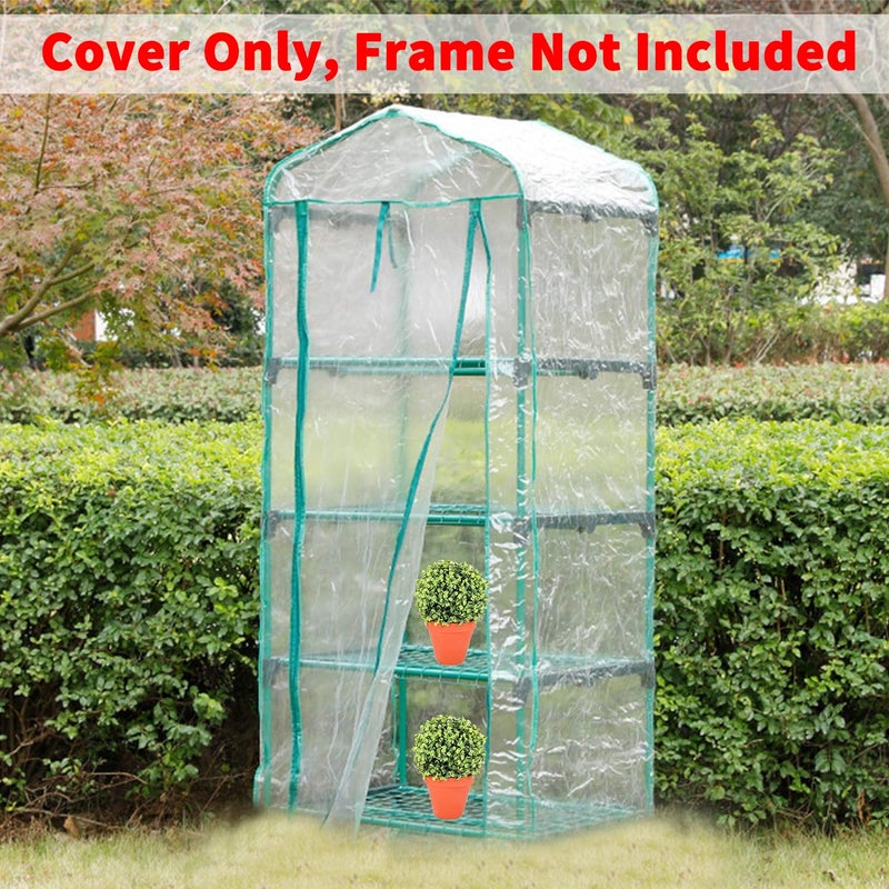 SHANGXING 4 Tier Roll-Up Zipper Door Greenhouse Replacement Cover- 63 x 27 x 19 Inch Clear PVC Plant Greenhouse Cover for Gardening Plants Cold Frost Protection Wind Rain Proof (Frame NOT Include) - Image 5