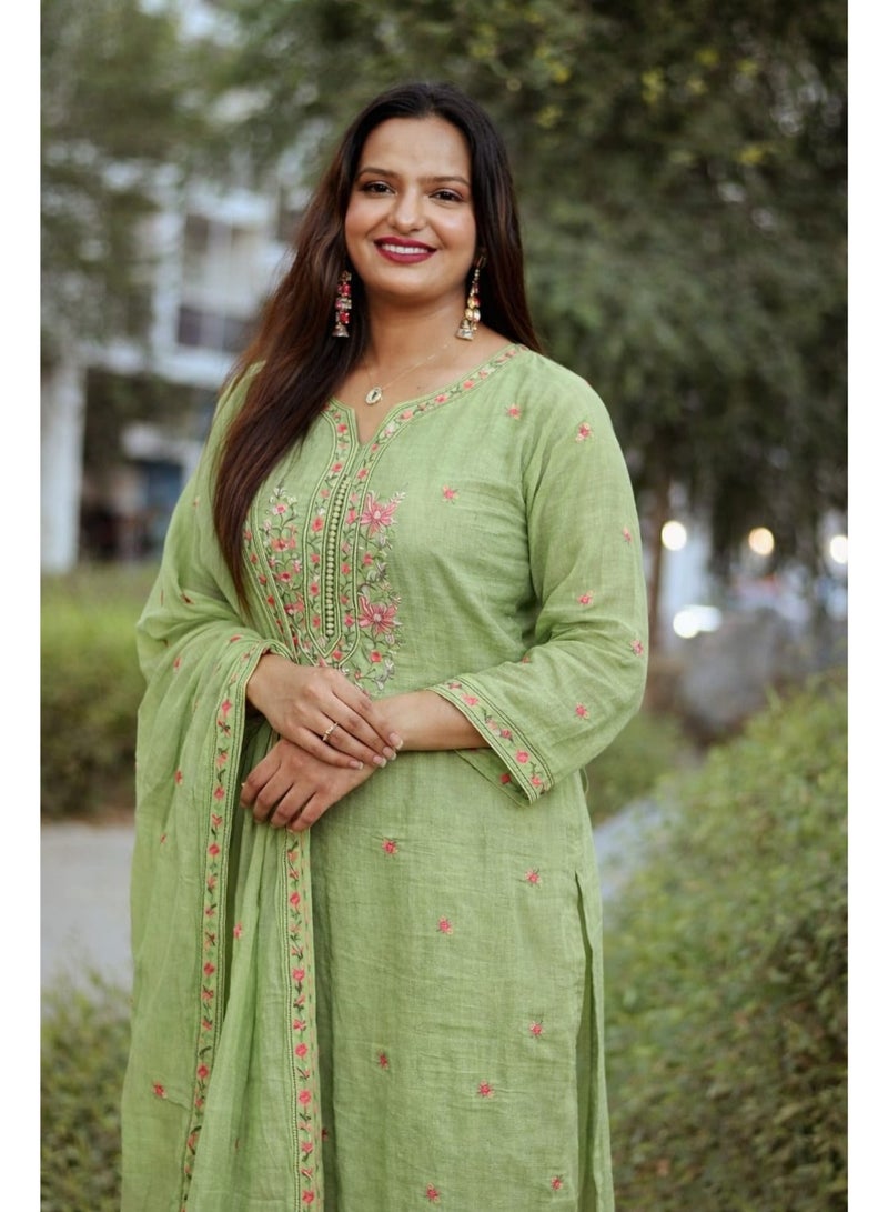 Meher Green Embroidered Salwar Set