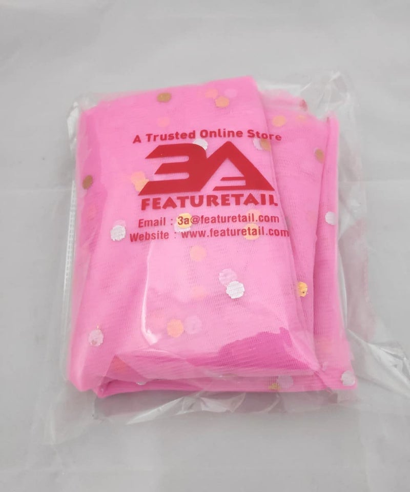 3A Featuretail Dual Color Combo of 42inch Width Dotted Mesh Net Fabric for Decoration, Fruit/Dryfruit/Gift Packing & Trousseau Tray Packing (5 Meter Each Color, Golden & Baby Pink) - Image 4