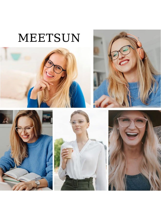 MEETSUN Blue Light Blocking Glasses for Women Cat Eye Blue Light Glasses TR Frame Anti Eyestrain UV Glare Computer Gaming Eyeglasses(Clear Frame) - Image 3