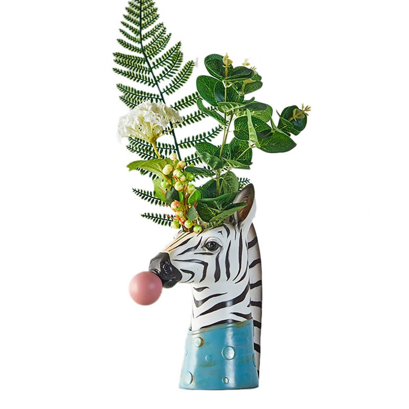 Blowing Bubble Art Vase Animal Face Vase Modern Home Decor Vase No Plants  Zebra