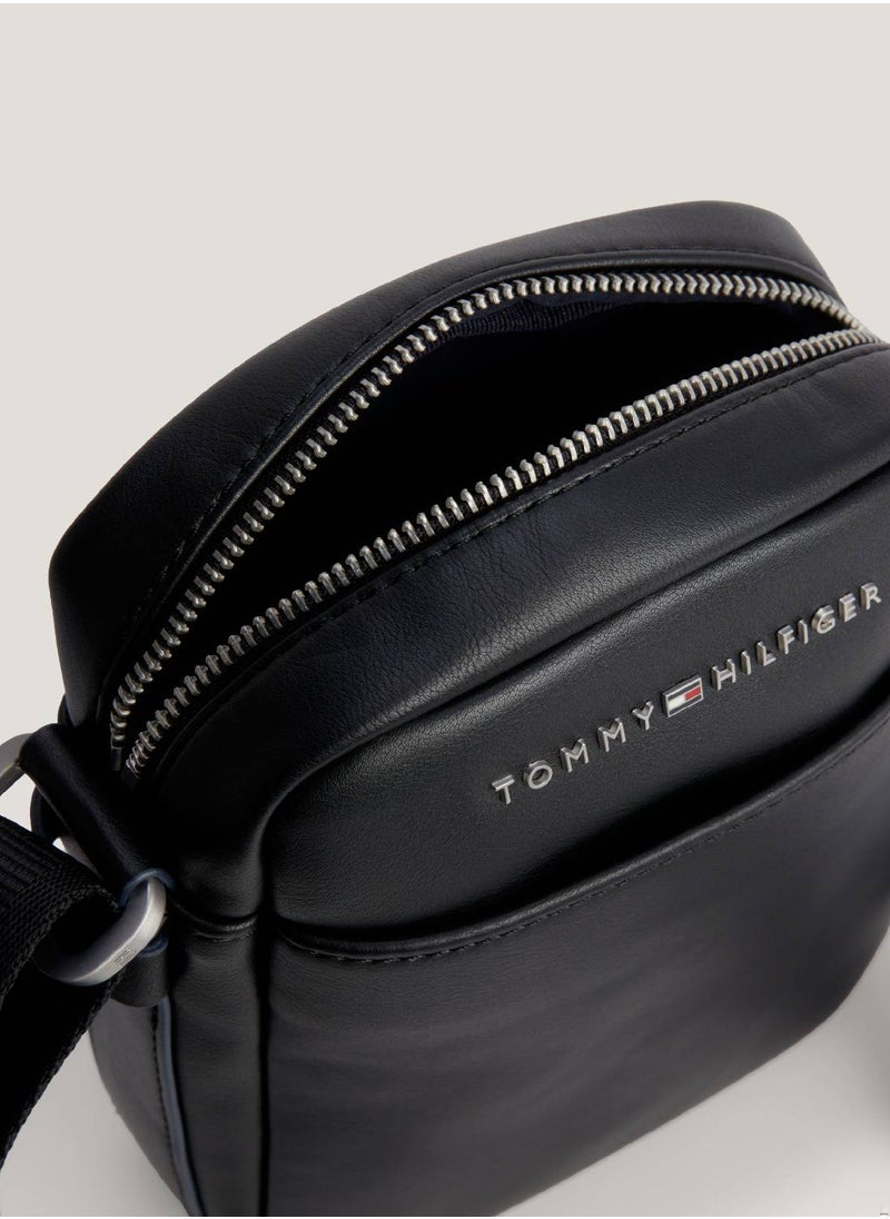 TOMMY HILFIGER Men's City Mini Reporter Bag - Faux Leather, Black  - Image 4