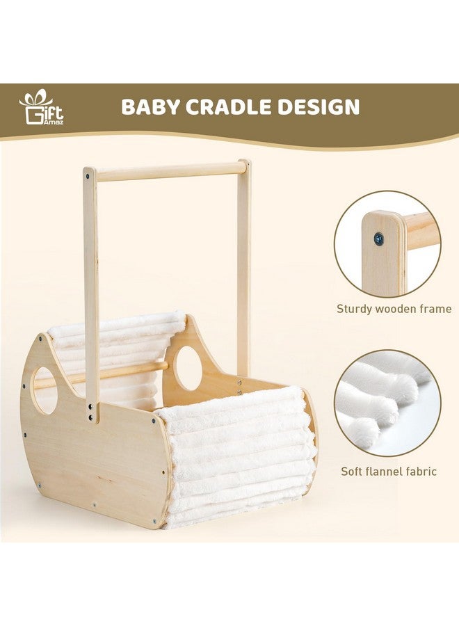 GiftAmaz Large Wooden Baby Shower Crate Closet, Cradle Shaped Baby Shower Basket with Handle, Welcome Gift Basket for Newborn Baby Boys Girls Nursery, Pregnancy Gifts for New Mom Parents - Image 2