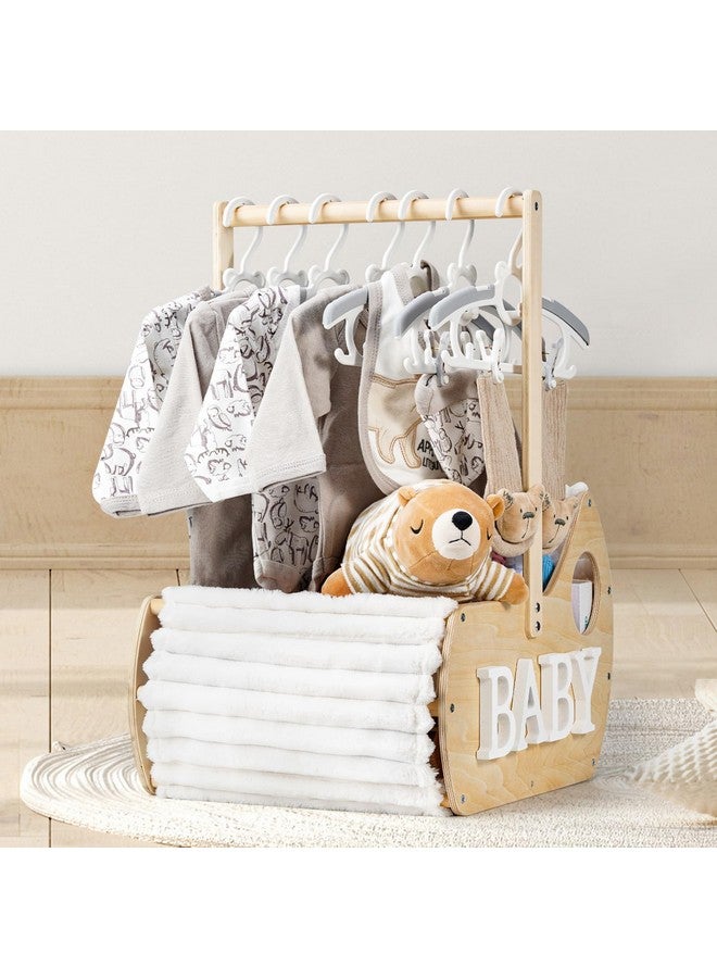 GiftAmaz Large Wooden Baby Shower Crate Closet, Cradle Shaped Baby Shower Basket with Handle, Welcome Gift Basket for Newborn Baby Boys Girls Nursery, Pregnancy Gifts for New Mom Parents - Image 1