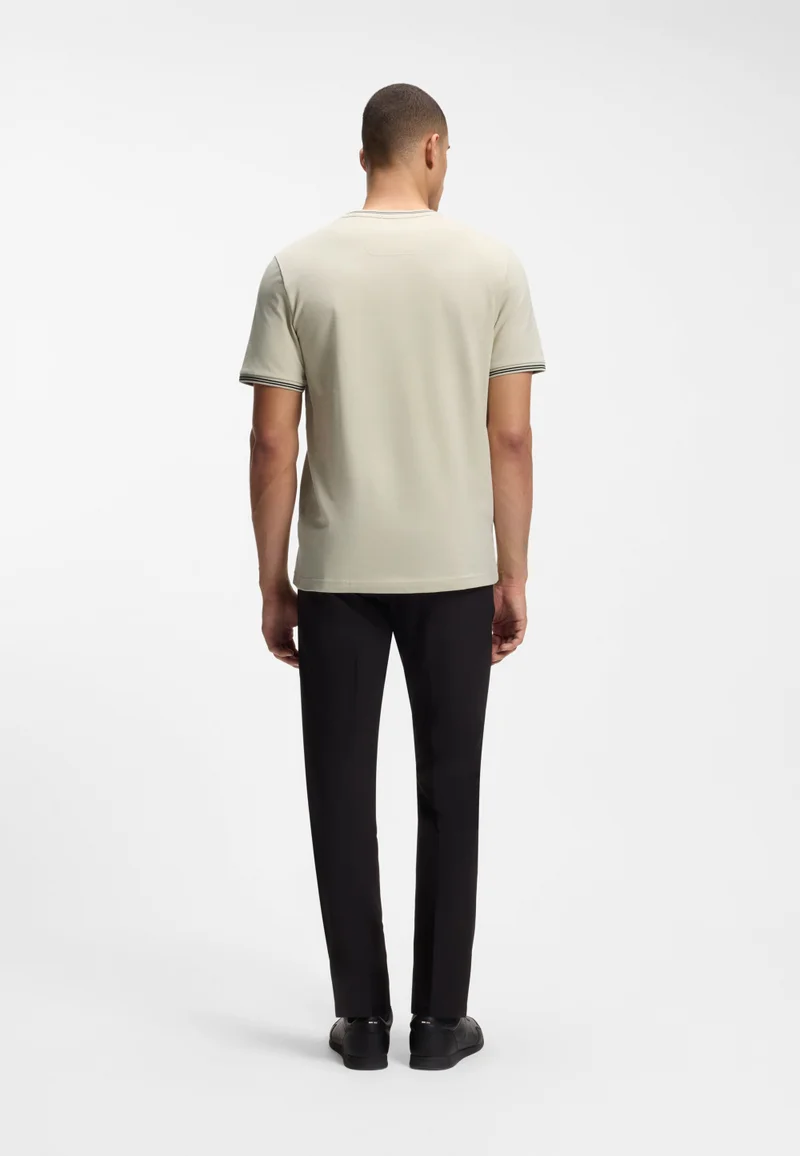 BOSS Stretch-cotton T-shirt with stripes and logo