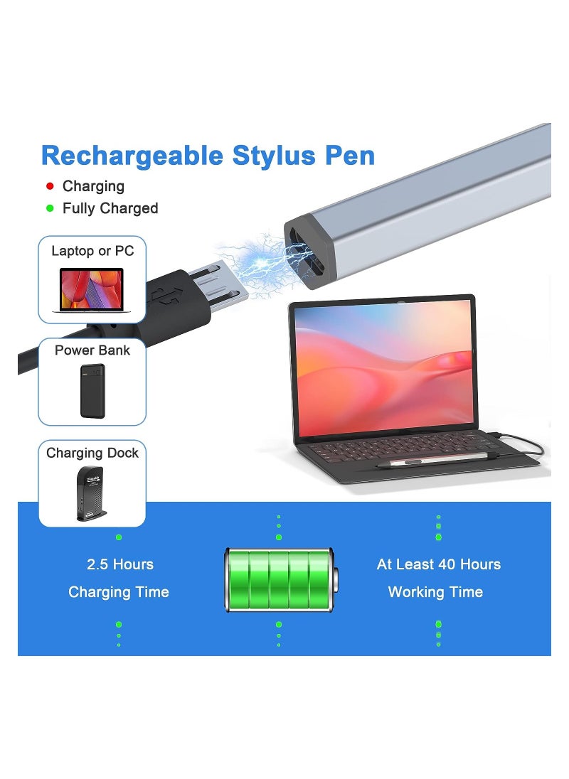 Stylus Pen, Fit for Microsoft Surface Pro 9/8/X/7/6/5/4, Surface Go, Surface Book, Surface Laptop, Surface Studio, Magnetic Adsorption, Palm Rejection, 4096 Pressure Pencil for HP, ASUS(with 2 Nibs)