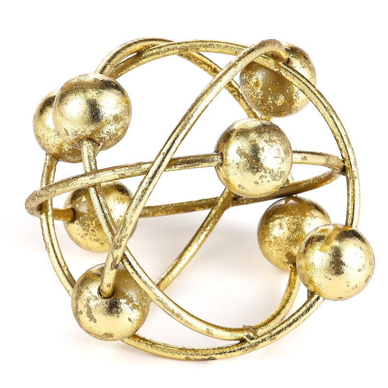 MOCOME 6-inch Metal Round Orbital Sphere with Golden Orbit Balls, Decorative Gold Sphere Sculpture for Home Table Shelf Decor - Image 5