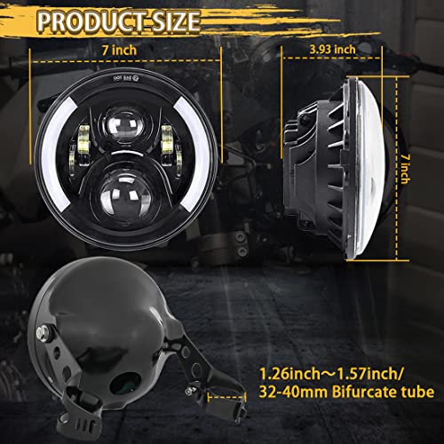 SKTYANTS 7" 7 Inch Round LED Motorcycle Headlight assembly with 7 Inch Housing Bucket DRL Turn Signal Lights for Motorcycle Headlights - Image 4