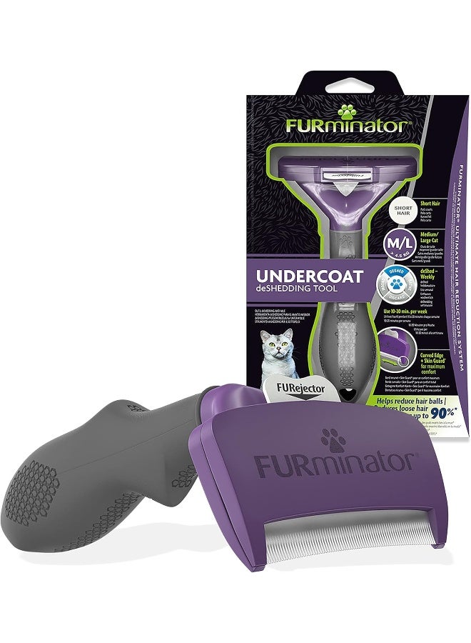 FURminator أداة إزالة الشعر تحت الفرو Furminator للقطط متوسطة/كبيرة الشعر القصير فوق 4.5 كجم - Image 1