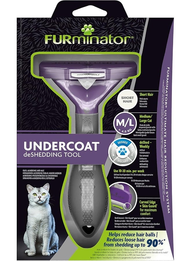 FURminator أداة إزالة الشعر تحت الفرو Furminator للقطط متوسطة/كبيرة الشعر القصير فوق 4.5 كجم - Image 2