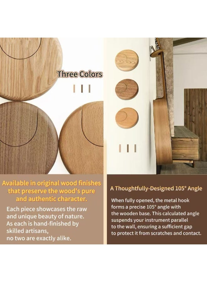 Instrument Wall Hanger, Single Guitar Hanging Stand, Suitable for Electric/Acoustic/Folk Guitars, Beech Yellow - Image 3
