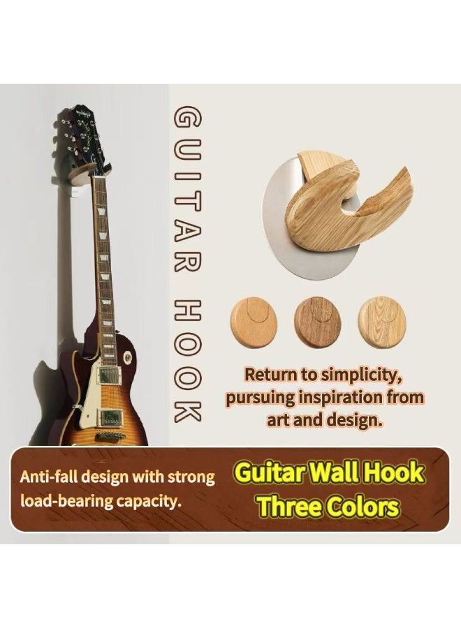 Instrument Wall Hanger, Single Guitar Hanging Stand, Suitable for Electric/Acoustic/Folk Guitars, Beech Yellow - Image 2