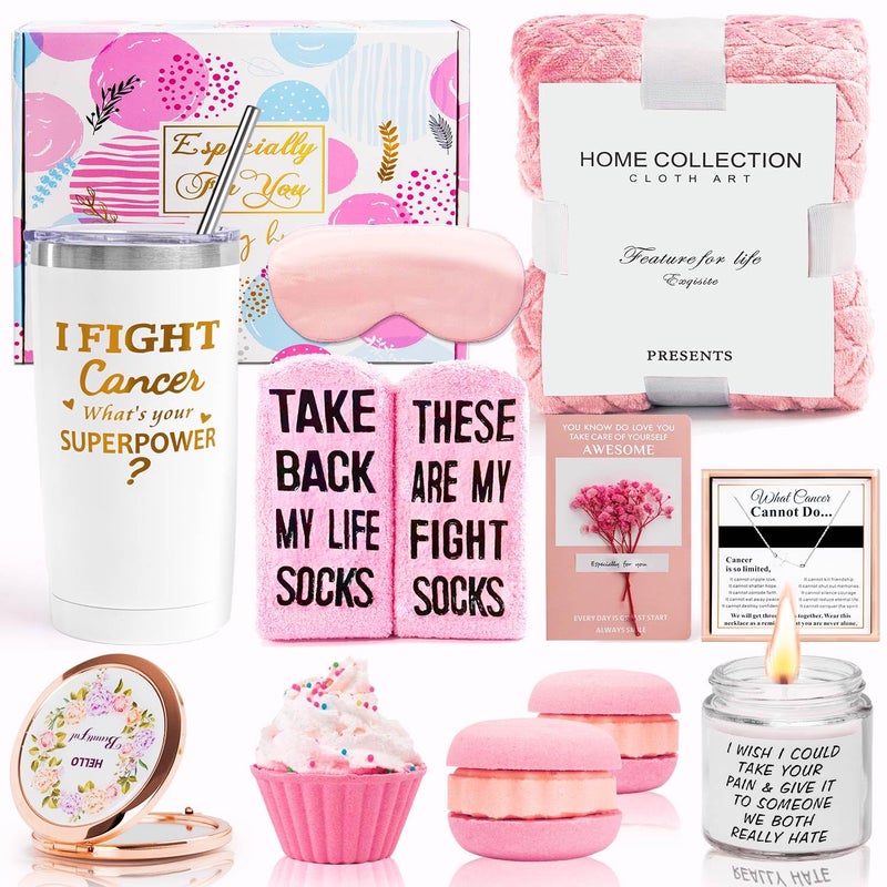 Breast Cancer Survivor Gifts for WomenChemo Survivor Ovarian Breast Cancer Awareness GiftCancer Survivor Gift 20 oz Tumbler Cancer Fighter Sock Cancer Survivor CandleSilk Sleep Mask White