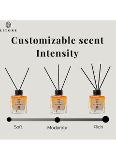 Litore Litore Reed Diffuser - Amber Fragrance, 100ml | Long-Lasting Home Fragrance | Natural & Elegant Room Diffuser  - Image 4
