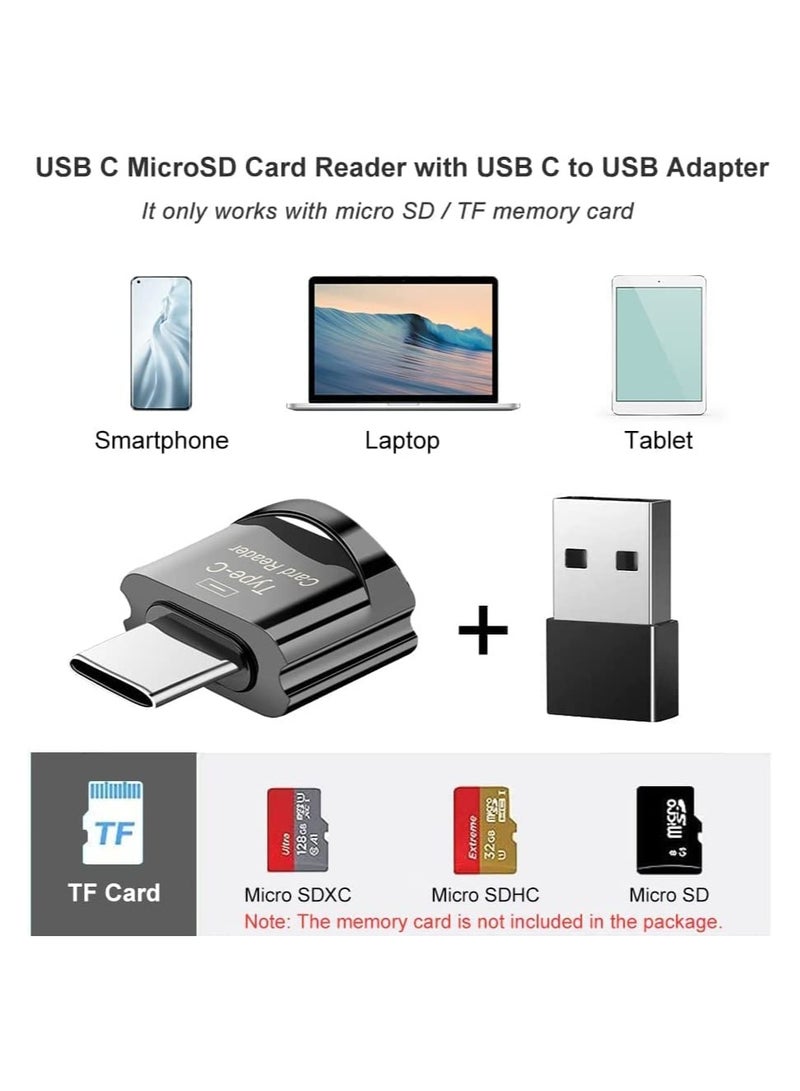 USB C Micro SD Card Reader with USB Adapter, Compatible with MacBook, Laptops, and Android Devices