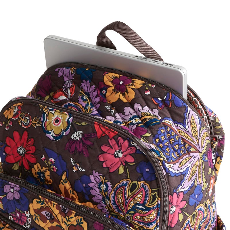 Vera Bradley Women's Premium Cotton Bancroft Backpack, Colorful Bouquet, One Size - Image 5