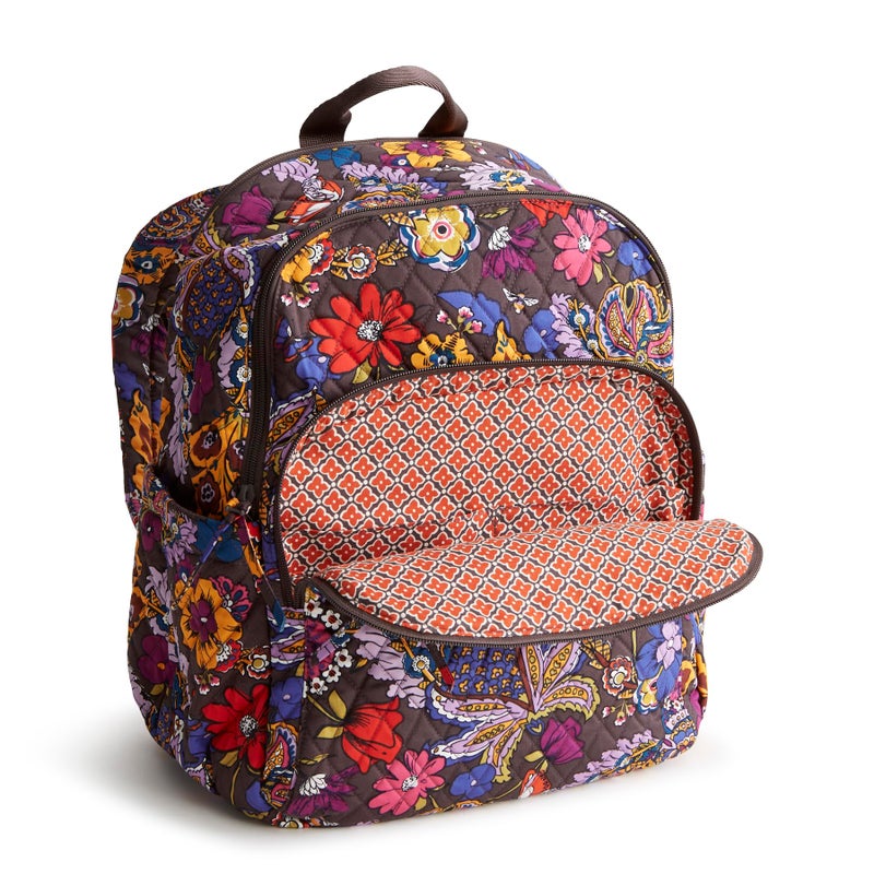 Vera Bradley Women's Premium Cotton Bancroft Backpack, Colorful Bouquet, One Size - Image 4
