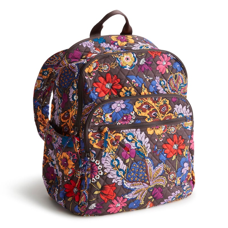 Vera Bradley Women's Premium Cotton Bancroft Backpack, Colorful Bouquet, One Size - Image 1