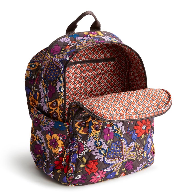 Vera Bradley Women's Premium Cotton Bancroft Backpack, Colorful Bouquet, One Size - Image 3