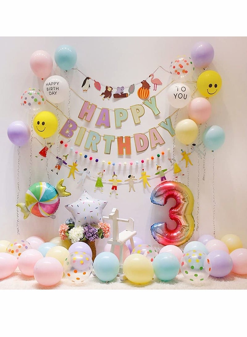 Excefore Macarons Happy Birthday Bunting Party Supplies for Baby Girls and Boys Any Ages Birthday Party Decorations - Image 3