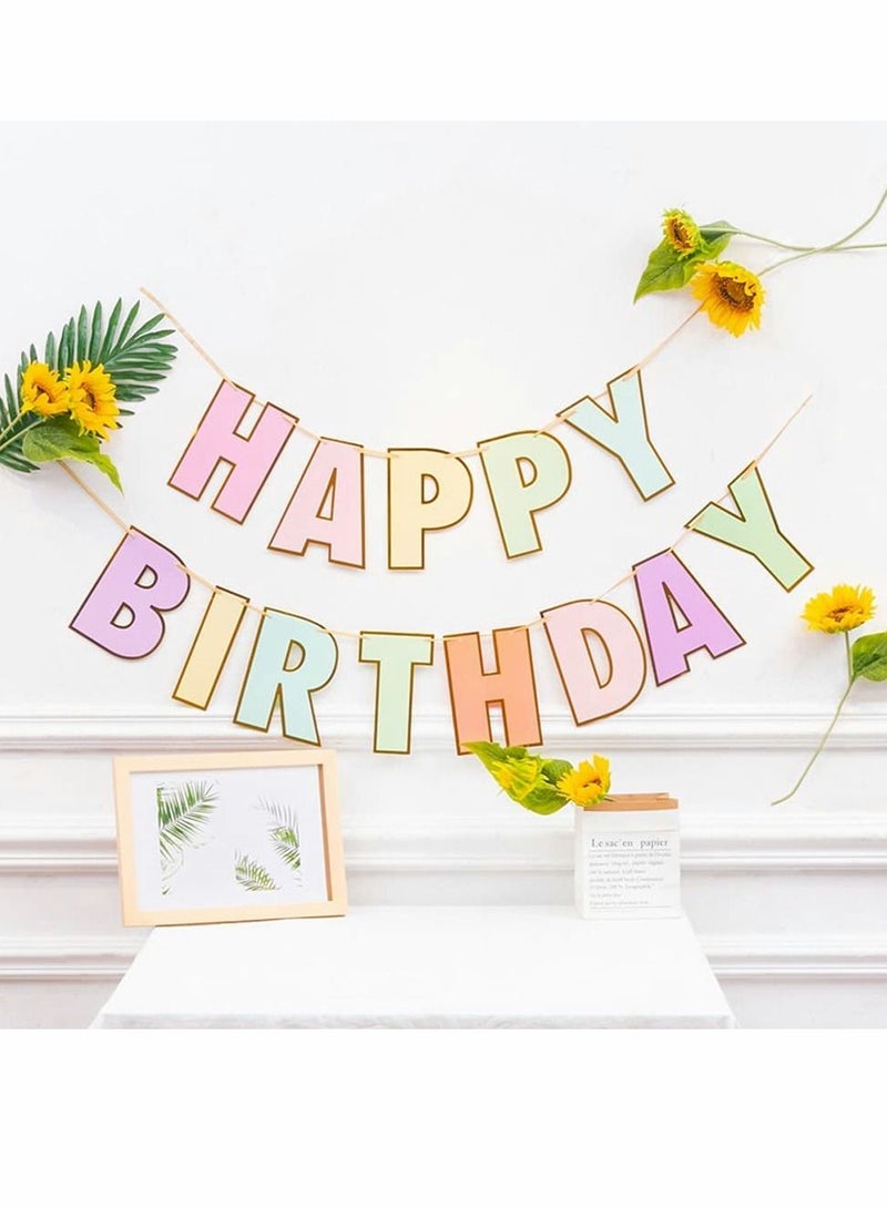 Excefore Macarons Happy Birthday Bunting Party Supplies for Baby Girls and Boys Any Ages Birthday Party Decorations - Image 2