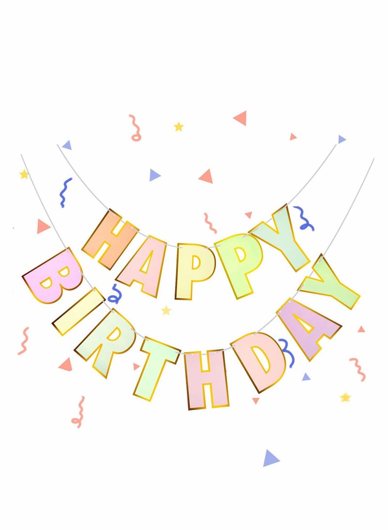 Excefore Macarons Happy Birthday Bunting Party Supplies for Baby Girls and Boys Any Ages Birthday Party Decorations - Image 1