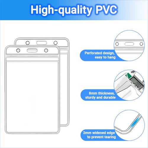 LDCREEE Vertical ID Badge Holders Sealable Waterproof Clear Plastic Holder, for RFID/Proximity/Badge Swipe Cards or Credit Card/Driver's License (Transparent-6pcs) - Image 4