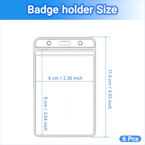 LDCREEE Vertical ID Badge Holders Sealable Waterproof Clear Plastic Holder, for RFID/Proximity/Badge Swipe Cards or Credit Card/Driver's License (Transparent-6pcs) - Image 2