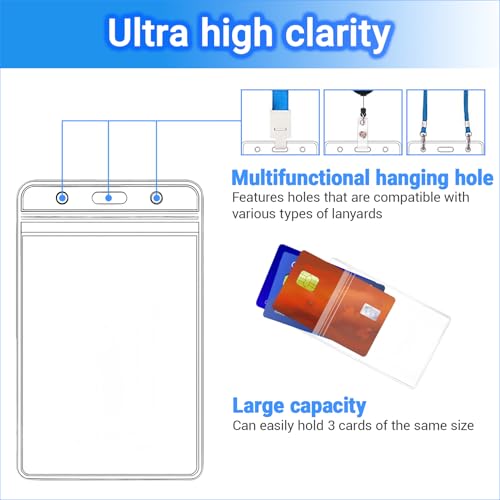 LDCREEE Vertical ID Badge Holders Sealable Waterproof Clear Plastic Holder, for RFID/Proximity/Badge Swipe Cards or Credit Card/Driver's License (Transparent-6pcs) - Image 5