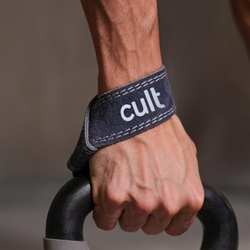 Cult Weightlifting Straps – Dual Layer Leather with Adjustable Loop & Padded Grip – Strong Support, Non-Slip, Durable Wrist Straps for Heavy Lifting, Powerlifting, Deadlifts, Gym Training – Blue - Image 2
