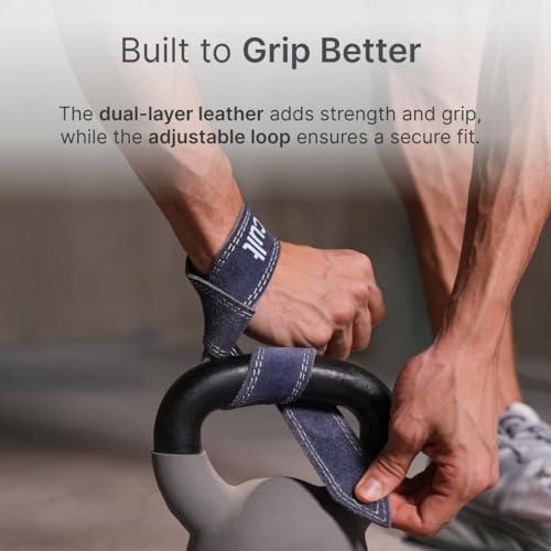 Cult Weightlifting Straps – Dual Layer Leather with Adjustable Loop & Padded Grip – Strong Support, Non-Slip, Durable Wrist Straps for Heavy Lifting, Powerlifting, Deadlifts, Gym Training – Blue - Image 5